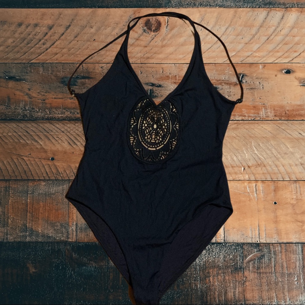 Black Ripcurl One Piece Bathing Suit